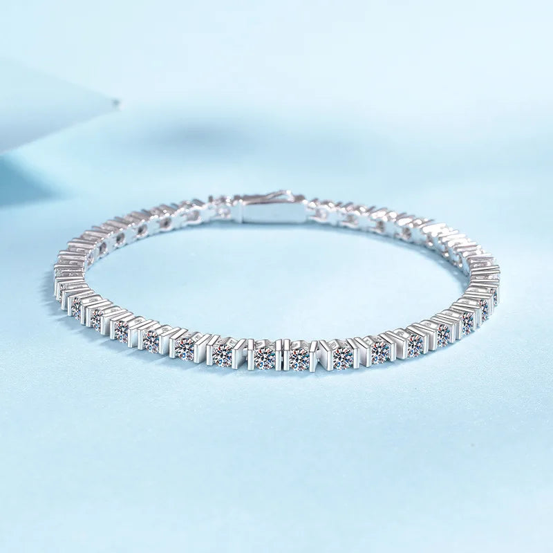 Platinum Single Row Moissanite Bracelet Women | Vexaro