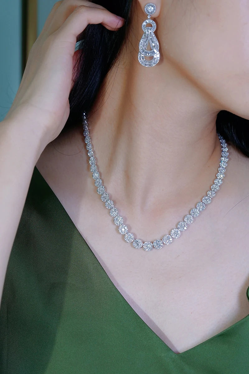 18K White Gold 16.5ct Natural Diamond Necklace