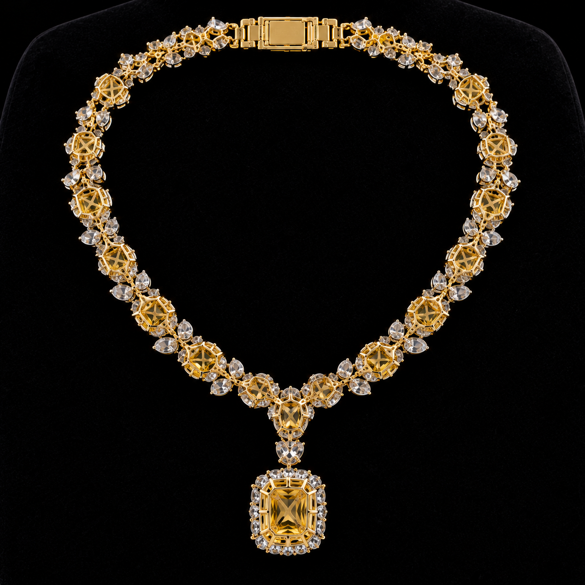 Teglex Vivid Yellow Diamond Necklace – back view showing precision craftsmanship, clasp and link detail