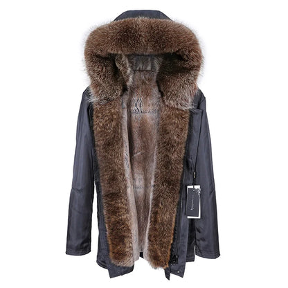Men's Hooded Raccoon Fur Collar Coat | Vexaro