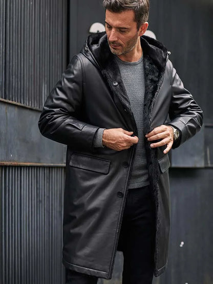 Vexaro Cowhide Leather Mink Fur Long Parka – Vexaro