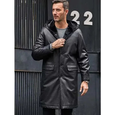Vexaro Cowhide Leather Mink Fur Long Parka – Vexaro