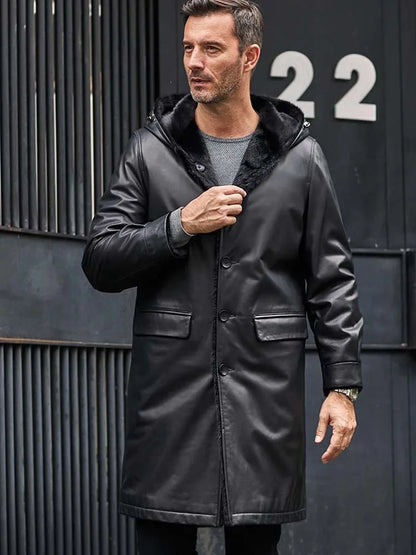 Vexaro Cowhide Leather Mink Fur Long Parka – Vexaro