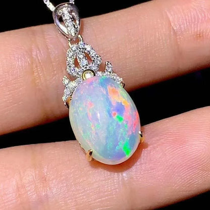 Natural Opal Pendant, Australian Mining Area, Color Change Effect, 925 Silver Send Chain 10*12mm