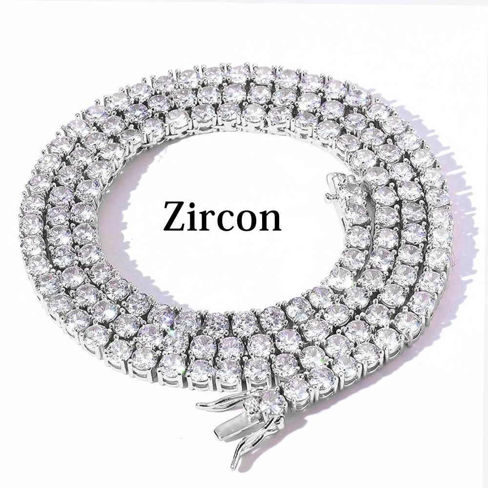 MooSuun 3/4/5mm Moissanite Tennis Necklace for Women Men Sparkling Lab Diamond S925 Sterling Silver Luxury Fine Jewelry