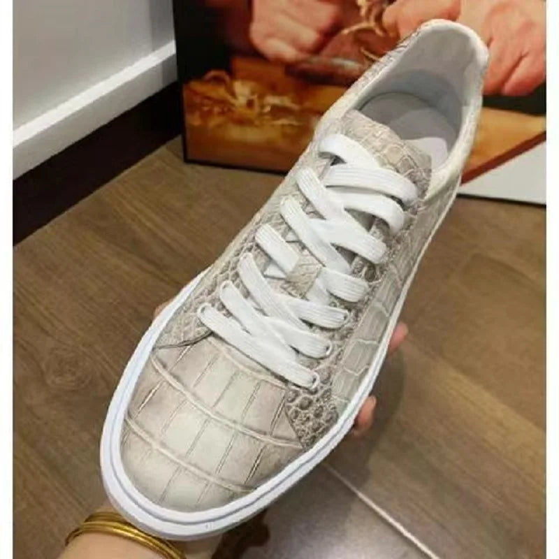 2026 new arrival Fashion Crocodile Skin causal shoes men,male Genuine leather Sneakers pdd675