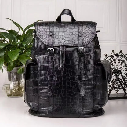 Men's Crocodile Leather Backpack Laptop Bag | Vexaro