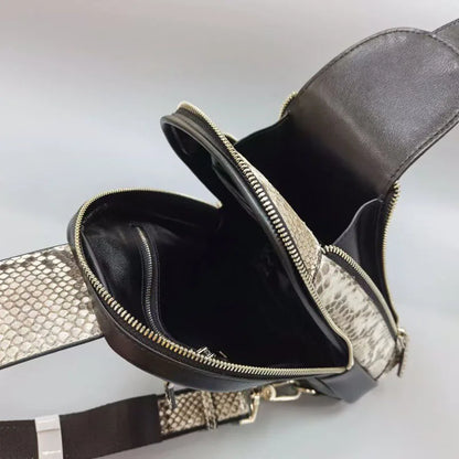 Men's Python-Print Leather Waist & Chest Bag | Vexaro
