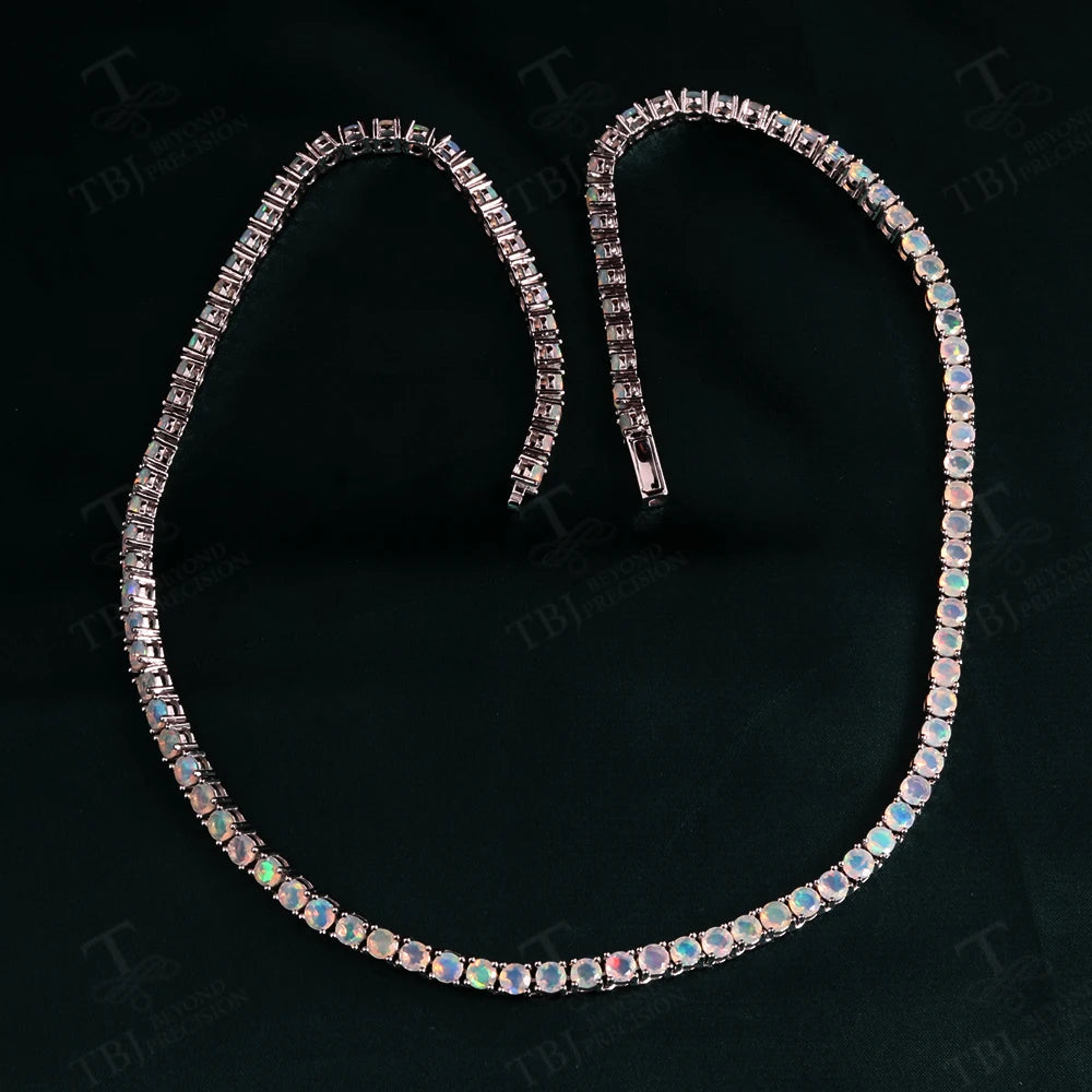 Classic design 50cm Opal Necklace 925 sterling silver natural gems fine jewelry for women girls mom anniversary birthday gift