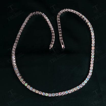Classic design 50cm Opal Necklace 925 sterling silver natural gems fine jewelry for women girls mom anniversary birthday gift