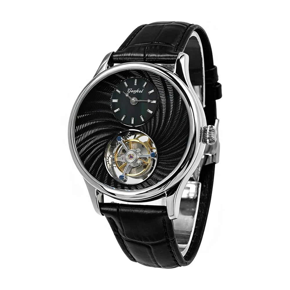 Nouvelle Montre Sport Business Homme 42MM Cadran Guilloché CNC Vrai Tourbillon Mécanique Acier Inoxydable Étanche 5 ATM