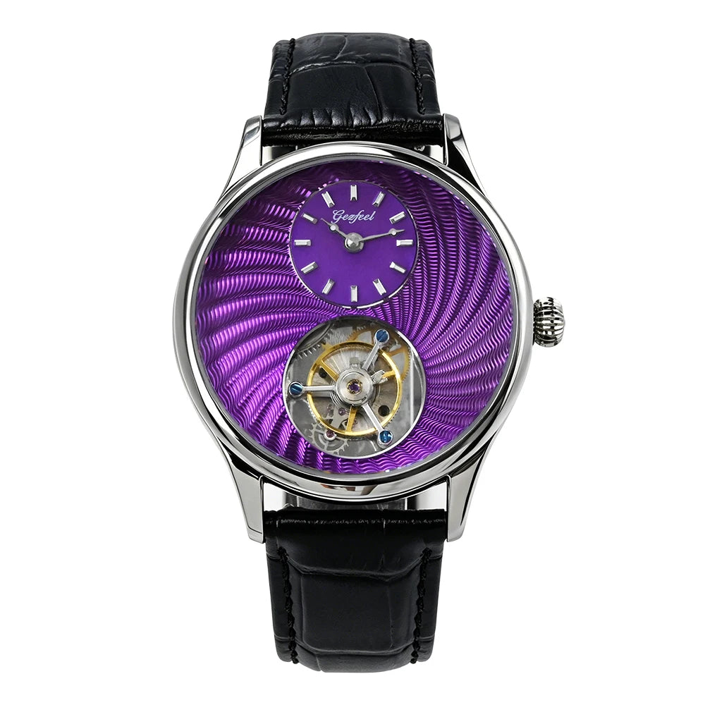 Nouvelle Montre Sport Business Homme 42MM Cadran Guilloché CNC Vrai Tourbillon Mécanique Acier Inoxydable Étanche 5 ATM