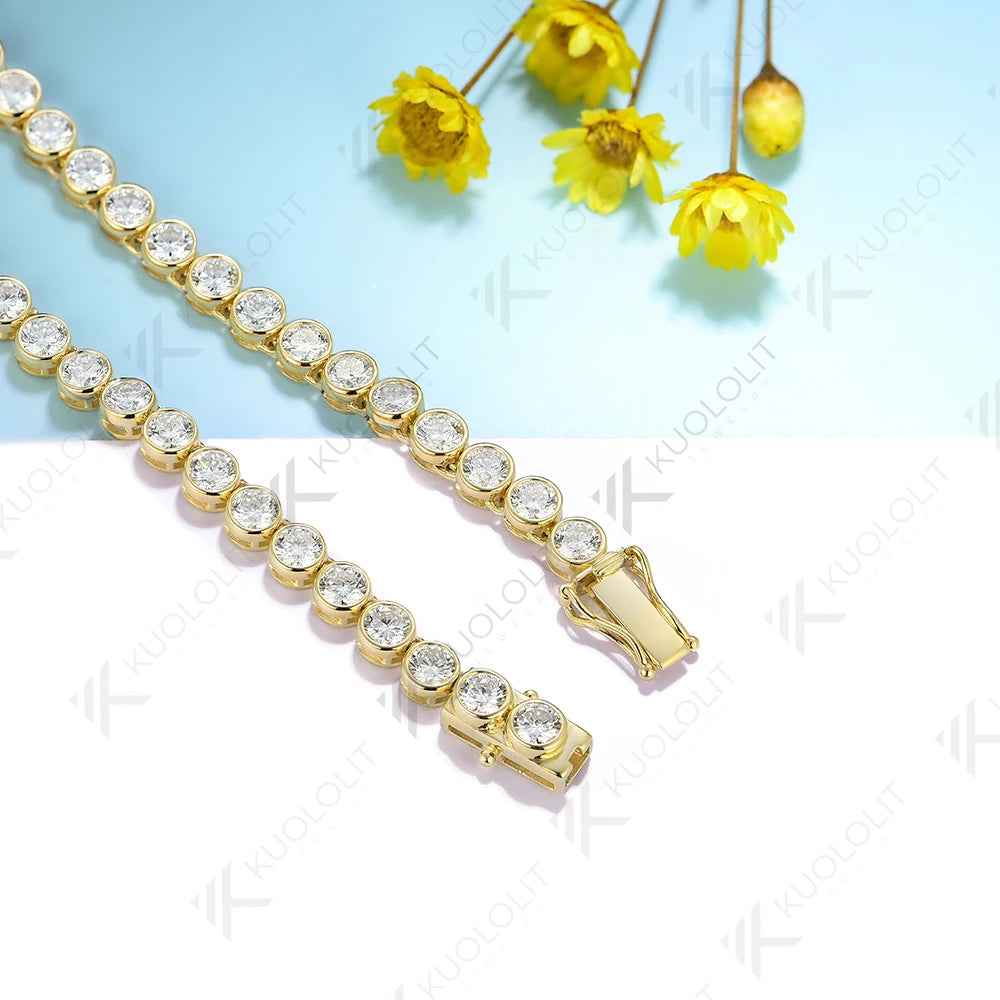 Vexaro Moissanite Bezel Tennis Necklace 10K-18K Gold