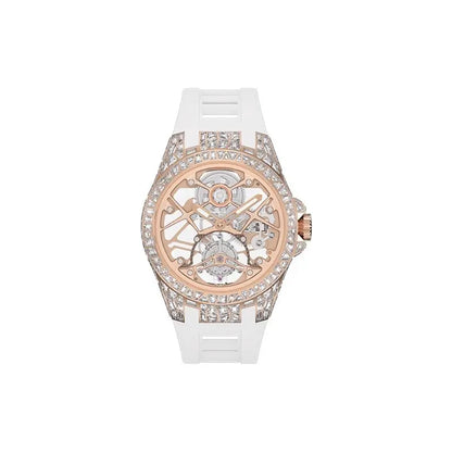 Round hollow tourbillon mechanical movement waterproof men's watch
