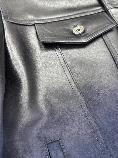 Men's Sheepskin Leather Moto Jacket Gradient | Vexaro