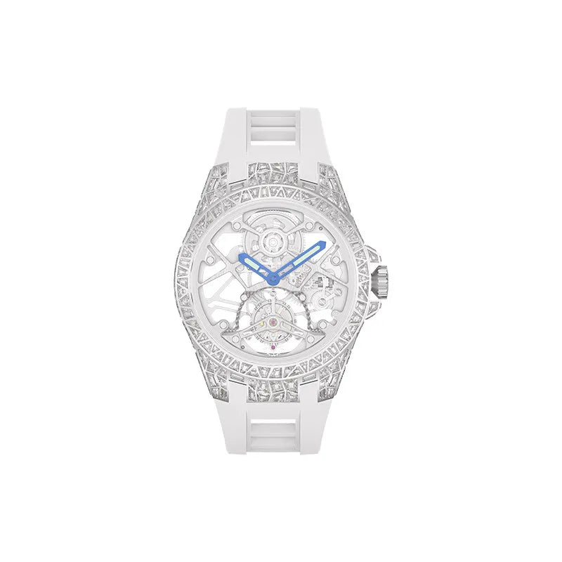 Round hollow tourbillon mechanical movement waterproof men's watch