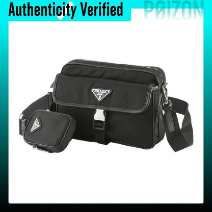Saffiano Leather & Nylon Crossbody Bag — Men's Black