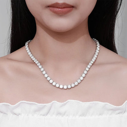 Luxury Solid Platinum PT950 Women's 1 karat Moissanite Diamond Necklace 6.5mm Four Claw Tennis Neck Chain
