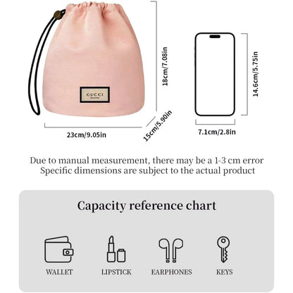 Gucci bag Women Drawstring Cosmetic Bag Pink Canvas Travel Storage Pouch Bathroom Organizer Ideal Gift For Girlfriend And Friend