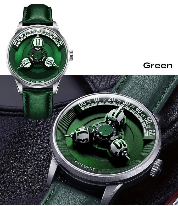 Vortichron 41mm Luxury Men Mechanical Watch Miyota 8215 Movement Spherical Star-Patterned Dial Luminous Sapphire 50M Waterproof
