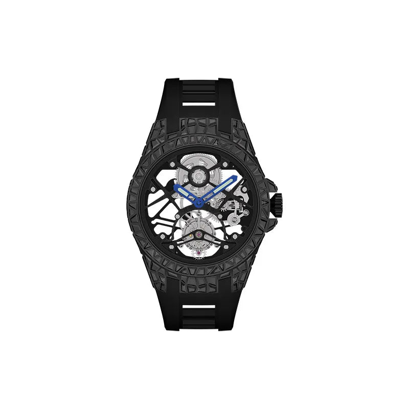 Round hollow tourbillon mechanical movement waterproof men's watch