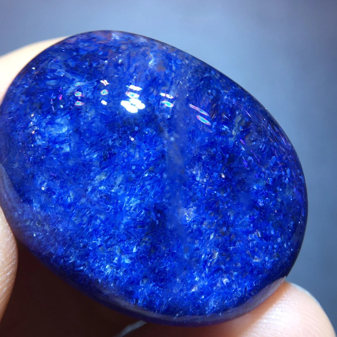 Natural Blue Rutilated Dumortierite Quartz Pendant 30/24/12.1mm Clear Flower Necklace Gold Jewelry AAAAAAA