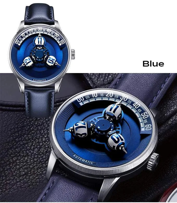 Vortichron 41mm Luxury Men Mechanical Watch Miyota 8215 Movement Spherical Star-Patterned Dial Luminous Sapphire 50M Waterproof