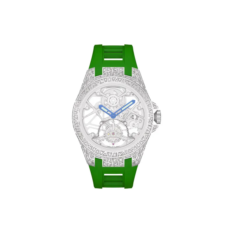 Round hollow tourbillon mechanical movement waterproof men's watch