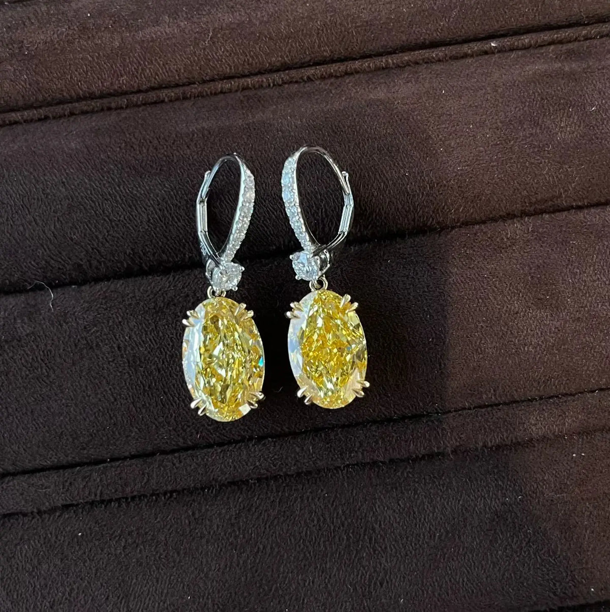2026 G18K White Gold 12.02ct Lab Grown Yellow Diamonds Female's Drop Dangle Earrings for Women Fine Earrings