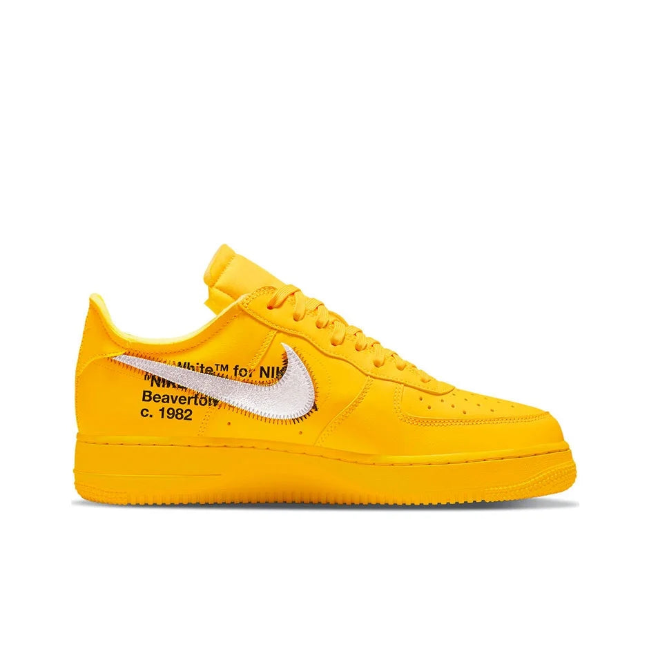 OFF WHITE X Nike Air Force 1 Skateboard Shoes Unisex Low Top Gold/Silver DD1876-700