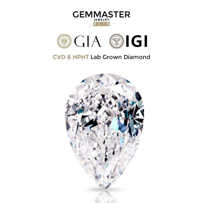 Pear Cut VVS Lab Grown Diamond GIA IGI Certificate Loose
