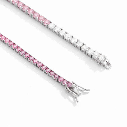 Luxury white gold solid platinum PT950 purple pink white gradient moissanite bracelet full of diamonds simple hand jewelry