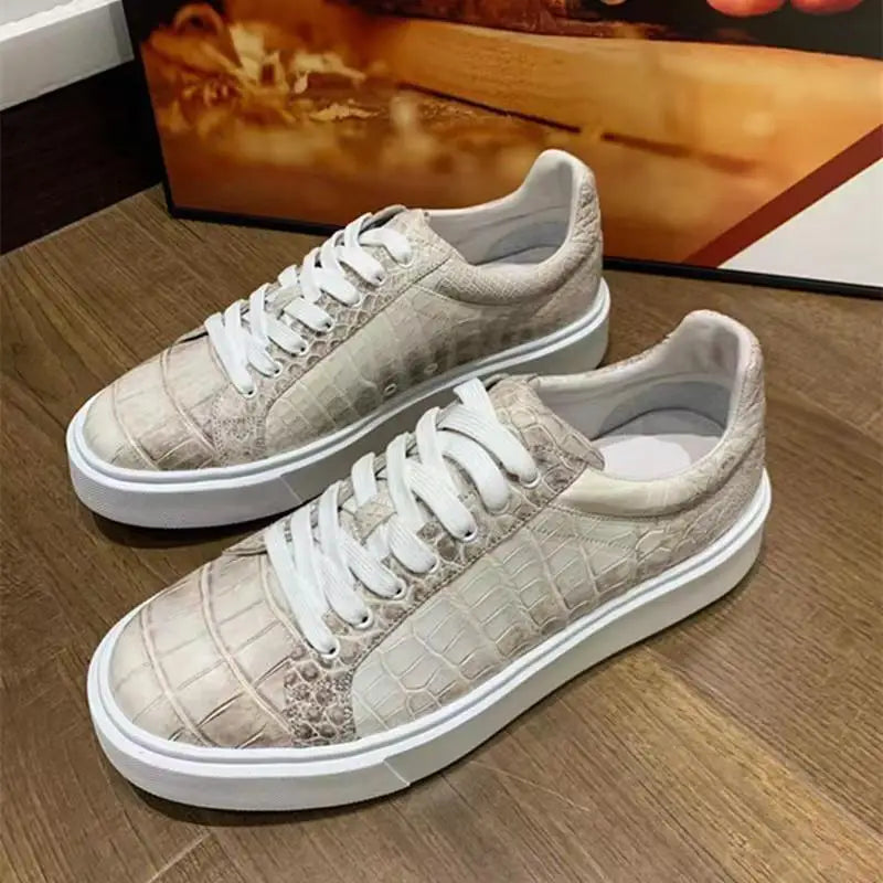 2026 new arrival Fashion Crocodile Skin causal shoes men,male Genuine leather Sneakers pdd675