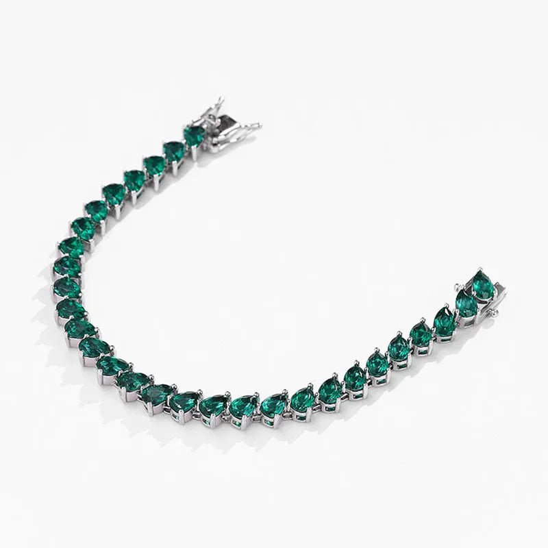 Platinum Pear Green Moissanite Diamond Bracelet | Vexaro