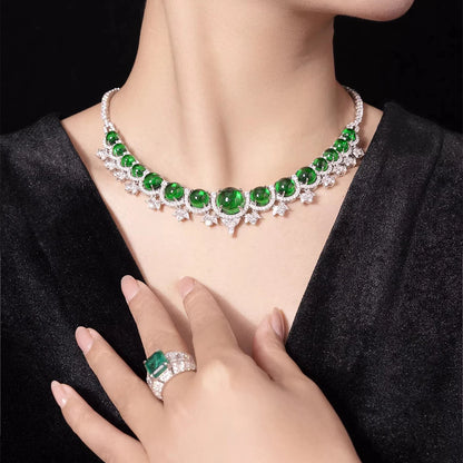 WUIHA 100% 925 Sterling Silver Lab Sapphire Emerald High Carbon Diamonds Gemstone Wedding Cocktail Pendant Necklace Fine Jewelry