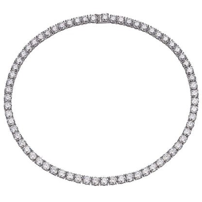 Luxury Solid Platinum PT950 Women's 1 karat Moissanite Diamond Necklace 6.5mm Four Claw Tennis Neck Chain