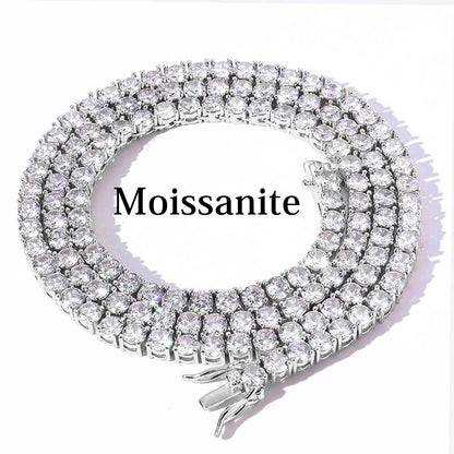 MooSuun 3/4/5mm Moissanite Tennis Necklace for Women Men Sparkling Lab Diamond S925 Sterling Silver Luxury Fine Jewelry