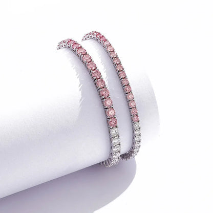 Luxury white gold solid platinum PT950 purple pink white gradient moissanite bracelet full of diamonds simple hand jewelry