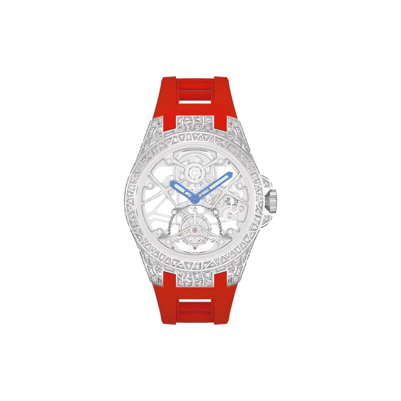 Round hollow tourbillon mechanical movement waterproof men's watch