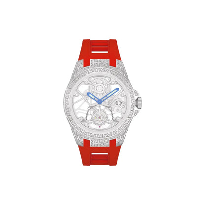 Round hollow tourbillon mechanical movement waterproof men's watch
