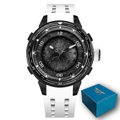 PINDU Design Watches Planet Series Miyota 8215 Mechanical Watch Men's Luminous Waterproof Curved Mirror Pointer Silicone Strap