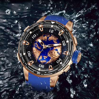 PINDU Design Watches Planet Series Miyota 8215 Mechanical Watch Men's Luminous Waterproof Curved Mirror Pointer Silicone Strap