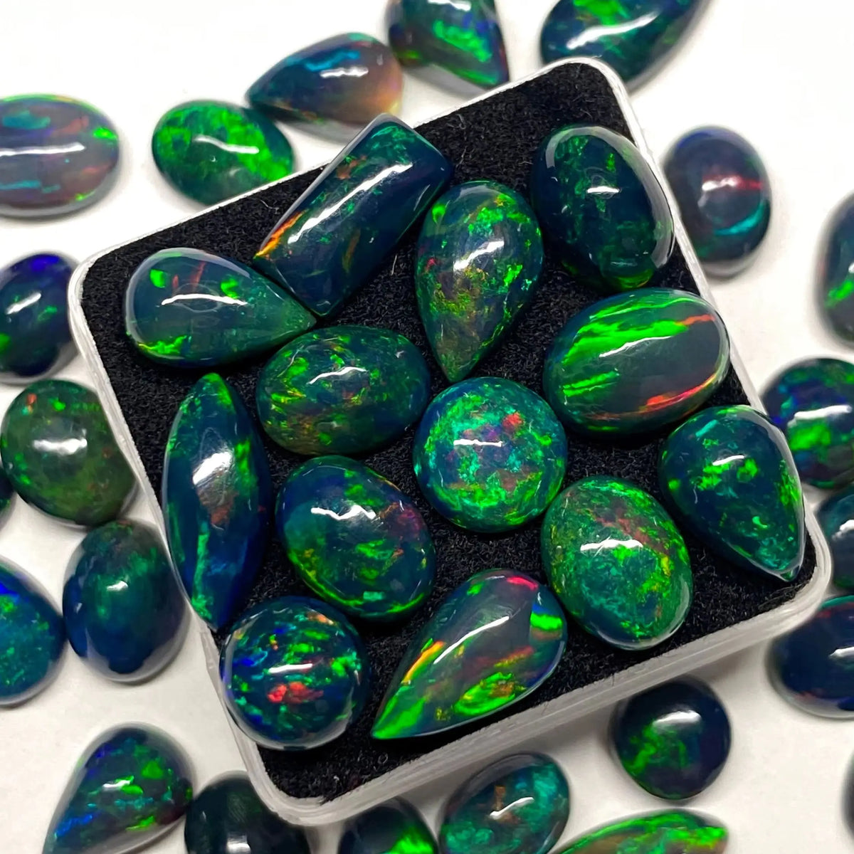 Natural Black Fire Opal Oval Shape Cabochon Smooth Polished Surface Loose Gemstones Multiple Sizes For Jewelry Making