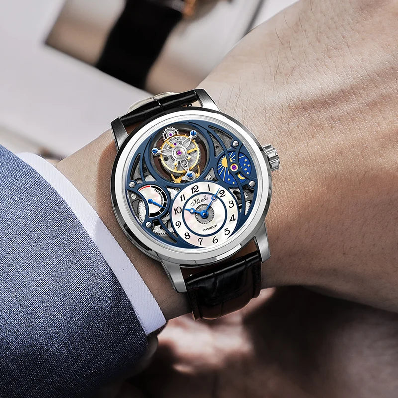 Tourbillon Moon Phase Skeleton Sapphire Watch | Vexaro