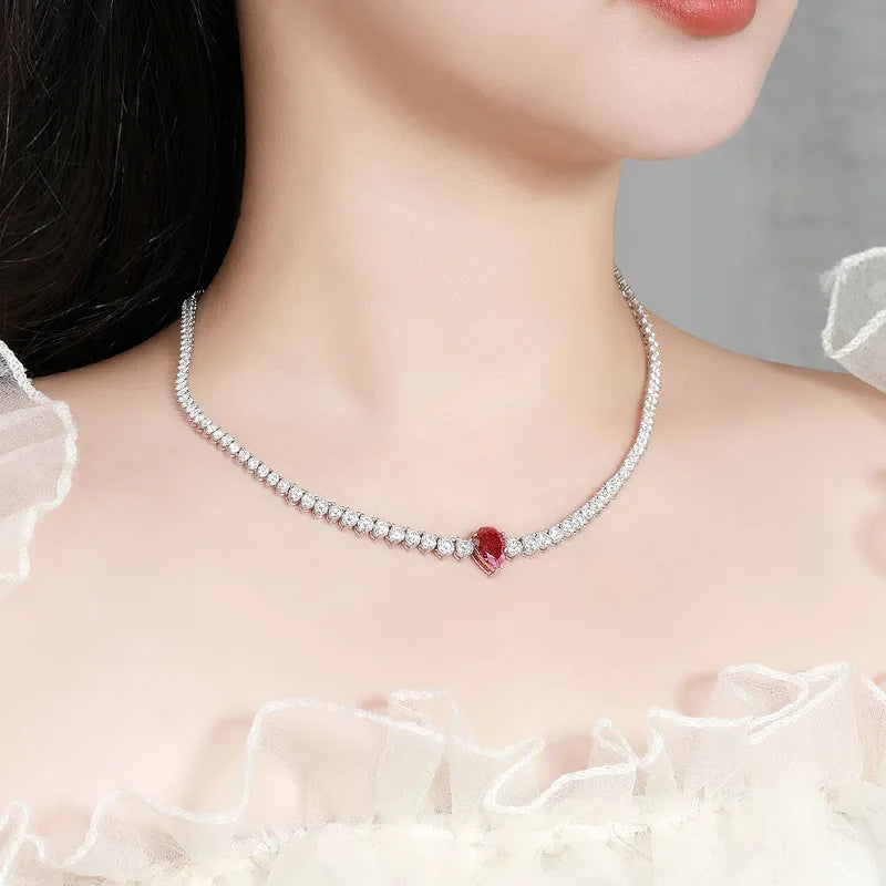 Vexaro DVS1 Pear Moissanite Necklace Women 925 Silver | Vexaro