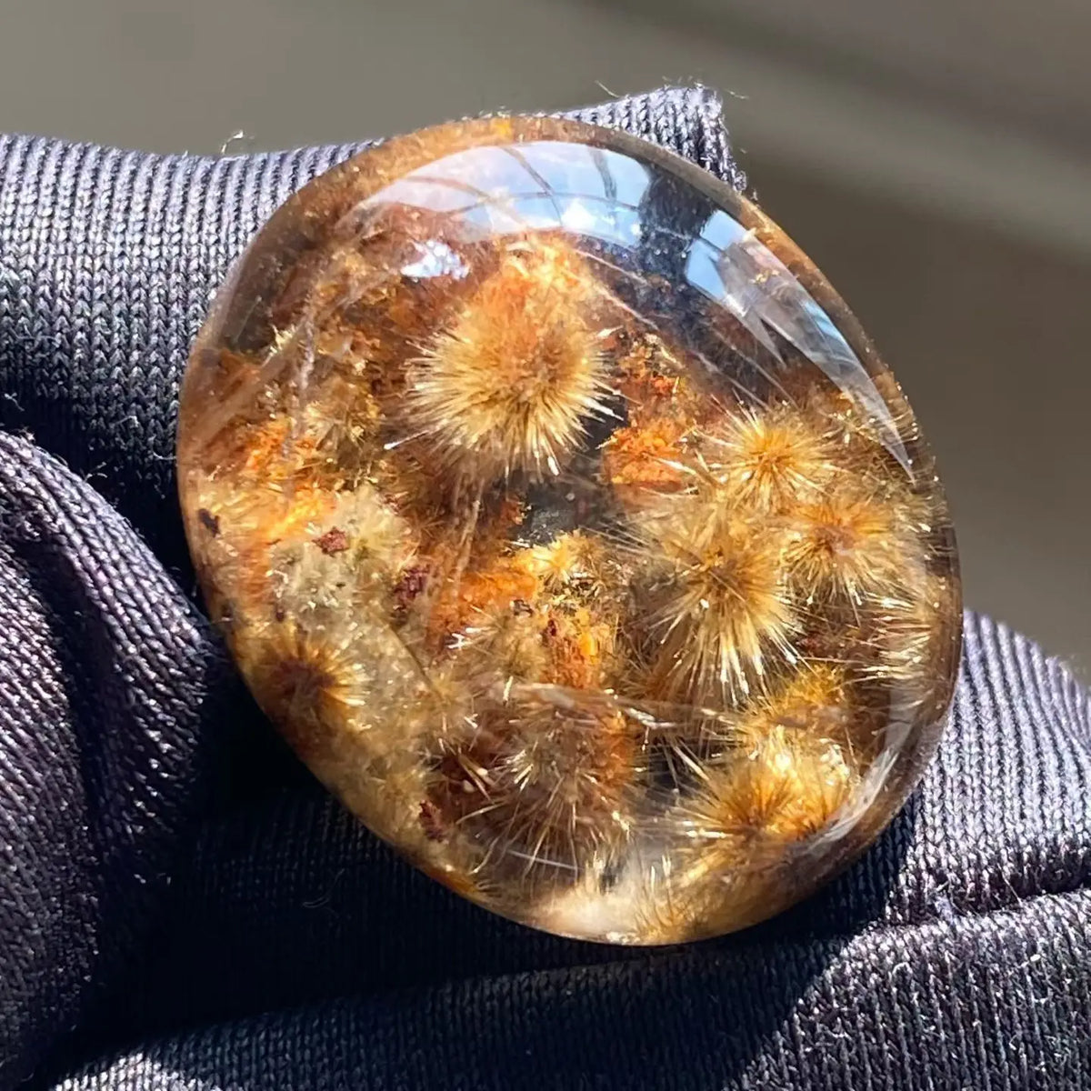 Natural Gold Rutilated Quartz Pendant Sun Flower Rutilated Quartz Flower 22*18*9mm Oval Men Women Brazil AAAAAAA