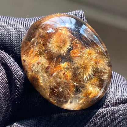 Natural Gold Rutilated Quartz Pendant Sun Flower Rutilated Quartz Flower 22*18*9mm Oval Men Women Brazil AAAAAAA