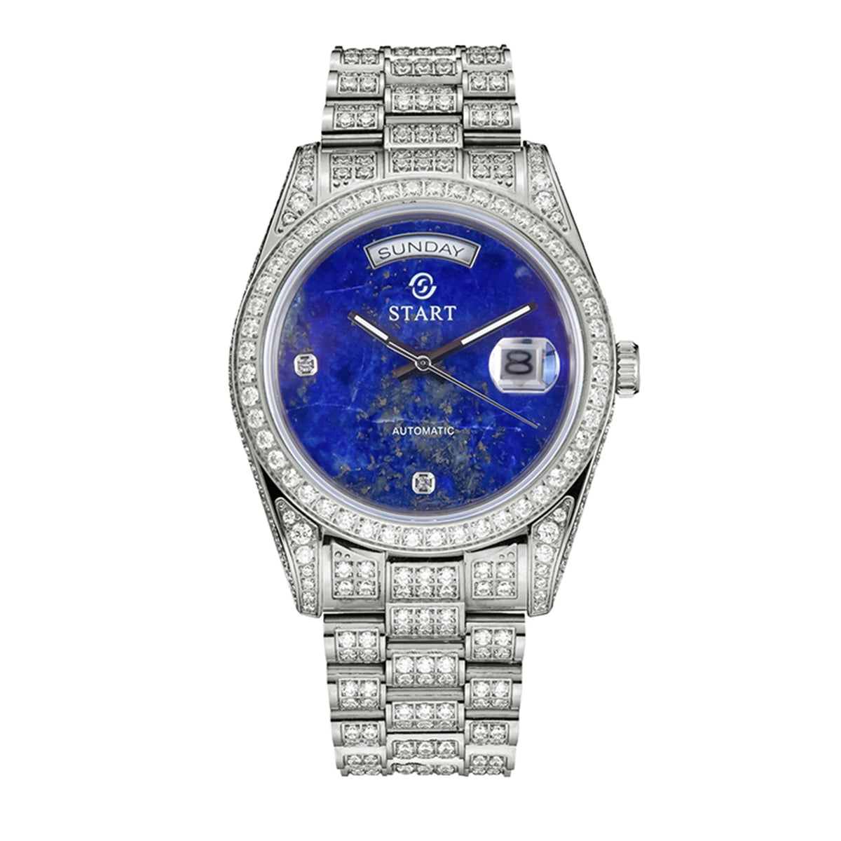 【START】Men's watch Swiss Automatic Mechanical Movement Diamond Watch Waterproof Date Week Function Golden watch