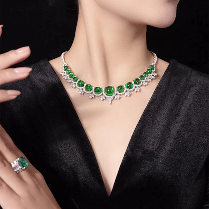 WUIHA 100% 925 Sterling Silver Lab Sapphire Emerald High Carbon Diamonds Gemstone Wedding Cocktail Pendant Necklace Fine Jewelry