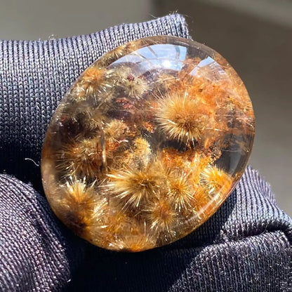 Natural Gold Rutilated Quartz Pendant Sun Flower Rutilated Quartz Flower 22*18*9mm Oval Men Women Brazil AAAAAAA